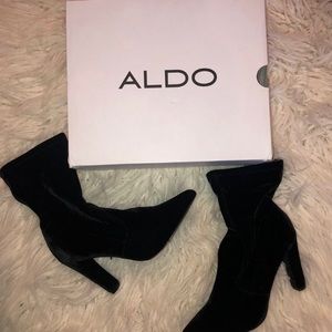 Aldo black velvet sock booties! NEVER WORN!